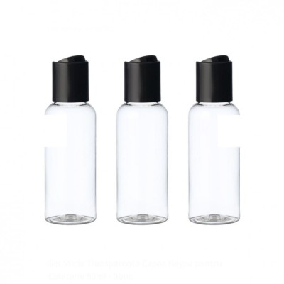 Set Sticle Transparente Capac Negru pentru Calatorie 50ml - 3buc foto