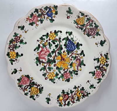 240605.01 - Set 2 farfurii majolica Italia anii 1940 semnate artist G. Notari foto
