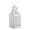Felinar Metalic Alb, Model Perforat, 31cm, Decorativ, Gradina, Suspendat, Interior/Exterior
