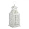 Felinar Metalic, Model Perforat, Alb, 12.5x12.5x31 cm