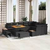 vidaXL Set de canapele pentru grădină cu pernă Negru Rattan poli 3364894