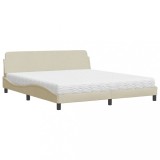 Cumpara ieftin Pat cu saltea, Dover, crem, 180x200 cm, textil