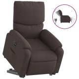 Cumpara ieftin Fotoliu electric rabatabil cu ridicare, maro inchis, textil