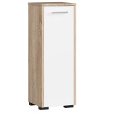 Cumpara ieftin Dulap baie, placa laminata, 2 rafturi, alb si stejar Sonoma, 30x30x85 cm