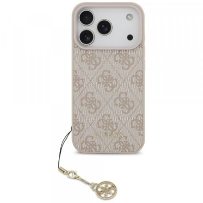 Husa MagSafe pentru Apple iPhone 17 Pro, Guess, 4G Charm Cradle, Roz foto