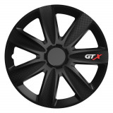 Capac roata auto Versaco GTX 17 inch carbon negru pentru jante din otel, din ABS rezistent, montaj rapid, 1 bucata, protectie impotriva murdariei