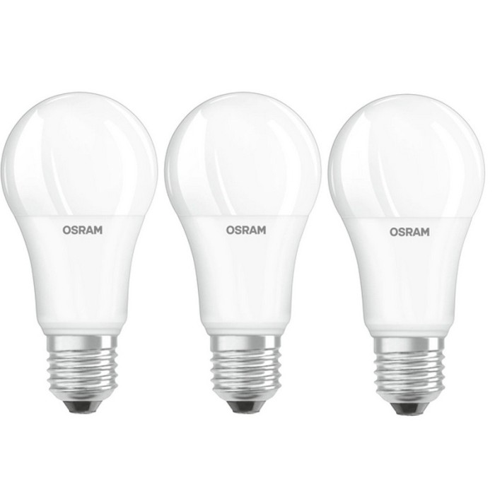Set Becuri LED Osram Base Classic, A100, 13 W, 1521 Lumeni, 2700 K, 240 V, E27, A+, 3 bucati