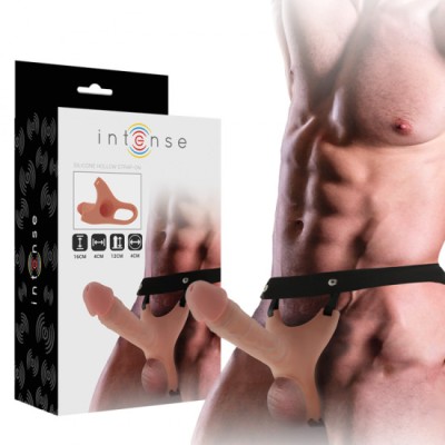INTENSE - HOLLOW HARNESS WITH SILICONE DILDO 16 X 3.5 CM foto