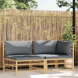 VidaXL Set mobilier de grădină cu perne gri &icirc;nchis, 2 piese, bambus 313151