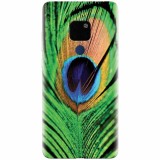 Husa silicon pentru Huawei Mate 20, Peacock Feather Green Blue
