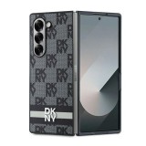 Husa piele Samsung Galaxy Z Fold6 DKNY Leather Chequered Pattern Printed Stripes, negru, DKHCZFD6PCPTSSKZ