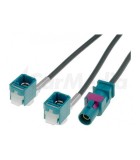Cablu adaptor antena auto Fakra mufa tata - Fakra soclu mama x2, 4Carmedia