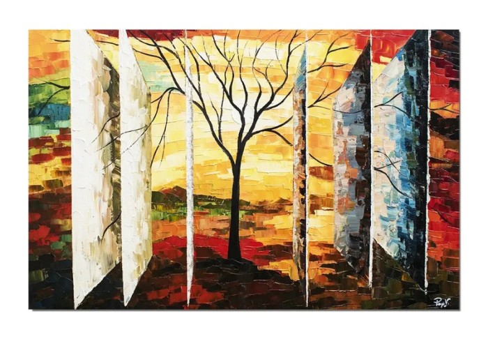 Tablou inspirational gigant pictat manual living, birou, dormitor, Treptele vietii, 150x100cm ulei pe panza, Valentin Pop