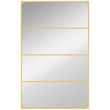 HOMCOM Oglindă de perete tip verri&egrave;re, dreptunghiulară, stil industrial, montaj orizontal sau vertical cu 4 c&acirc;rlige, din metal auriu 109 x 69 cm | Aos