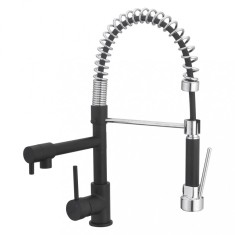 Baterie de bucatarie cu pipa flexibila Bilbrough, monocomanda, cartus ceramic 35 mm, corp alama, finisaj negru