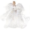 Varf Brad Craciun White Angel 30cm, Alb Argintiu, Plastic Textil, Decoratiune Inger