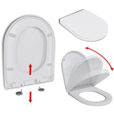 vidaXL Capac WC, &icirc;nchidere silențioasă, eliberare rapidă, alb, pătrat