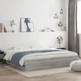 VidaXL Cadru de pat cu sertare gri sonoma 200x200 cm lemn prelucrat
