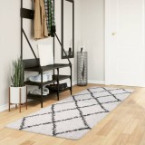 vidaXL Covor pufos &quot;PAMPLONA&quot; fire &icirc;nalte negru/crem modern 80x250 cm
