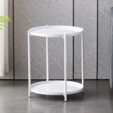 Masuta de cafea rotunda, din metal, cu 2 nivele, dimensiuni 42 x 52 cm, structura solida, tava detasabila, Greutate maxima suportata 20 kg, alb