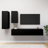 VidaXL Set dulapuri TV, 4 piese, negru, lemn prelucrat