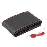 Husa volan auto Otom, piele sintetica, cu snur, negru / rosu, D 37 - 39 cm