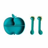 Cumpara ieftin Set tavita si tacamuri din silicon - Green apple