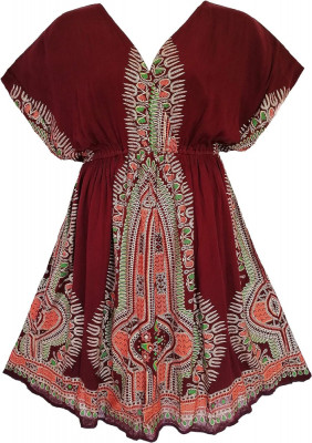 ot Boutique 119 - Plus Size Dashiki Printed Babydoll Cover-Up Rochie de vacanță foto