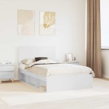 Cumpara ieftin Cadru de pat cu headboard Alb 120 x 200 cm Lemn de pin masiv