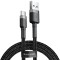 Cablu Date si Incarcare USB-A - USB-C Baseus Cafule, 60W, 1m, Gri CATKLF-BG1