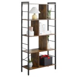 HOMCOM Bibliotecă etajeră de depozitare cu 5 nivele și compartimente deschise 74 x 30 x 157,5 cm brun rustic și negru | Aosom Romania