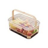 Cutie de depozitare portabila, flippy, cu separator pentru gheata si scurgere, mentine rece, caserola pranz, 25x16.5x11.5 cm, crem/transparent