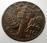 1.913 ITALIA WWII VITTORIO EMANUELE III 10 CENTESIMI 1943 R XF, Europa, Bronz-Aluminiu