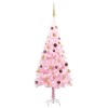 Brad Crăciun pre-iluminat cu set globuri, roz, 150 cm, PVC