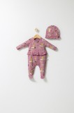 Cumpara ieftin Set salopeta cu caciulita cu volanas pentru bebelusi Fun Penguin, Tongs baby (Culoare: Roz inchis, Marime: 6-9 luni)