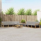 vidaXL Set de canapele de exterior 9 pcs Alb și gri deschis 3388533