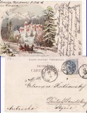 Sinaia (Peles)-Litografie 1898 -tema Casa Regala-edit. Bucuresti