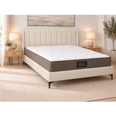 Pat Tossino 160x200 cm Tapitat Catifea Nuanta Ivory Somiera Inclusa (cod L17-01)