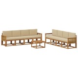 vidaXL Set de canapele de exterior 9 pcs Natural și Bej Poliester 3385099