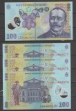 ROMANIA 100 Lei x 3 - 2018 (2022) I.L.CARAGIALE , Polimer UNC Serii consecutive