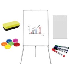 Flipchart magnetic Extra, 70x100 cm, inaltime ajustabila + hartie flipchart, markere, burete, magneti (5 ani Garantie)
