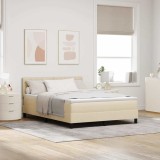 vidaXL Pat boxspring cu saltea cu saltea Crem 140 x 190 cm țesătură