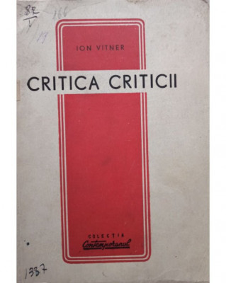 Ion Vitner - Critica criticii foto