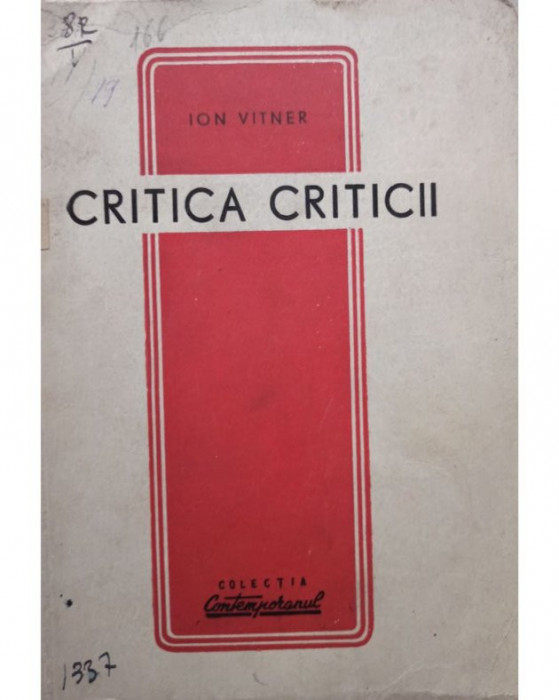 Ion Vitner - Critica criticii