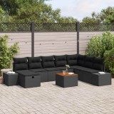Cumpara ieftin Set de canapele pentru grădină cu pernă 9 pcs Negru Rattan poli
