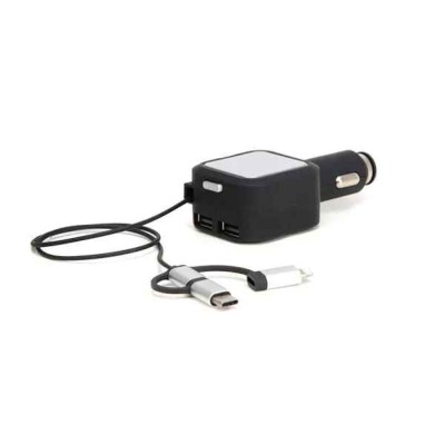Incarcator auto telefon 3in1 12V-24V, 2xUSB, 5V 4.8A, cu adaptor TypeC, MicroUSB, Lighting, cablu retractabil, Streetwize AutoDrive ProParts foto
