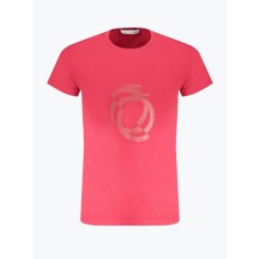 Tricou barbati cu imprimeu cu logo si decolteu la baza gatului, Rosu, S