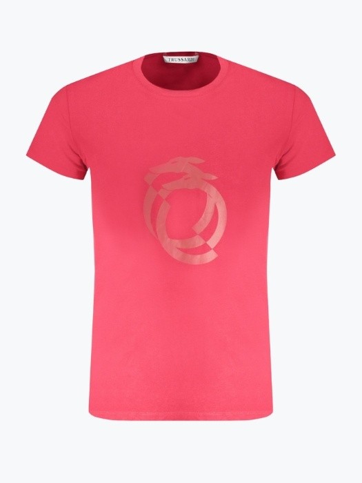 Tricou barbati cu imprimeu cu logo si decolteu la baza gatului, Rosu, S