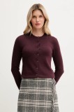 United Colors of Benetton cardigan din amestec de l&acirc;nă culoarea bordo, light, 102HD502B