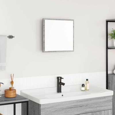 vidaXL Oglindă de baie cu LED Pe perete Gri Sonoma 40 x 8.5 x 37 cm 822926 foto